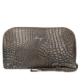 Велика косметичка Karya з тисненої шкіри KR2029-649-1 кавово-сірого кольору
