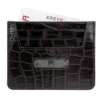 Кредитница Karya из натуральной кожи с тиснением KR0040-57 темно-коричневая