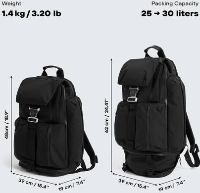 Рюкзак HURU Model A Cordura500d 25/30L з відділенням для ноутбука до 16" Black