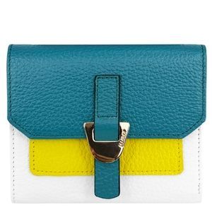 Кожаный женский кошелек Karya KR2036-925/09 белый с бирюзовым и лимонным