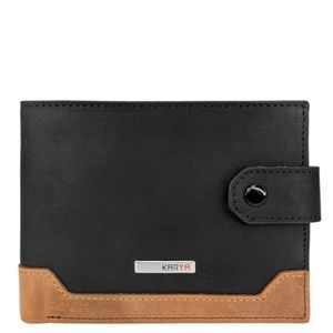 Горизонтальное портмоне Karya из кожи Crazy Horse KR0478-30 черно-рыжего цвета