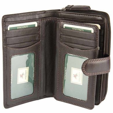 Женский кошелек из натуральной кожи с RFID Visconti Heritage Madame HT33 Chocolate