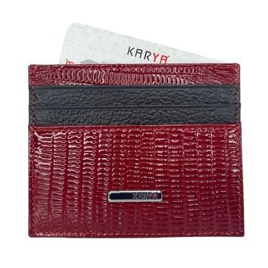 Кишенькова кредитниця з натуральної шкіри Karya 0041-074 червона з коричневим