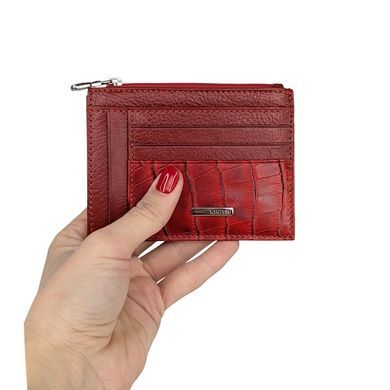 Кожаная кредитница Karya с отделом для купюр и монет KR0022-018/46 красного цвета