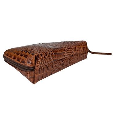 Большая косметичка Karya из тисненой кожи KR2029-653-1 коньячного цвета