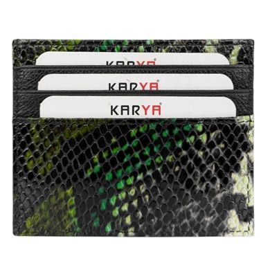 Кредитниця Karya з натуральної шкіри KR0041-539 зелено-чорного кольору