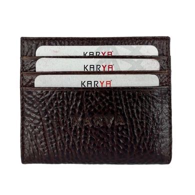 Кредитниця на магніті з натуральної шкіри з тисненням Karya 0020-04 темно-коричнева
