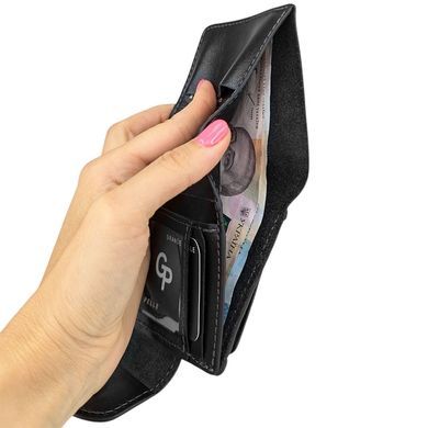 Кошелек женский Grande Pelle из натуральной гладкой кожи GP500610 черного цвета