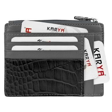 Кожаная кредитница Karya с отделом для купюр и монет KR0022-528-1 серого цвета