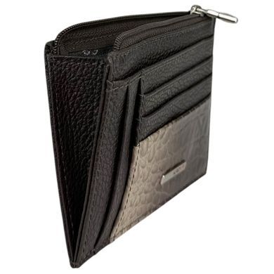 Шкіряна кредитниця Karya з відділом для купюр та монет KR0022-789-1 коричневого кольору