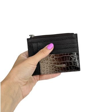 Шкіряна кредитниця Karya з відділом для купюр та монет KR0022-789-1 коричневого кольору