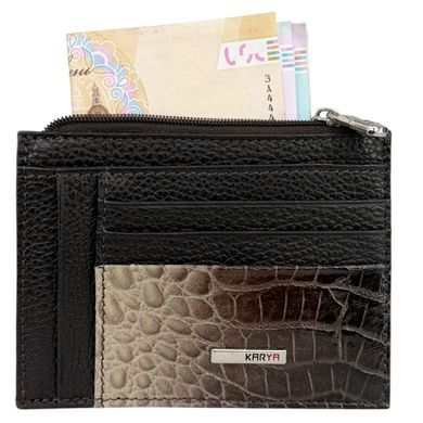 Шкіряна кредитниця Karya з відділом для купюр та монет KR0022-789-1 коричневого кольору