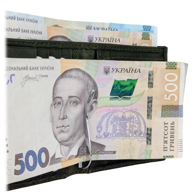 Шкіряне портмоне Karya з затиском для грошей KR0940-35 кольору хакі