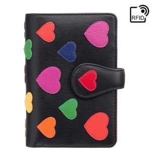 Женский кошелек из натуральной кожи с RFID Visconti Love Crush LV4 Black/Multi Love