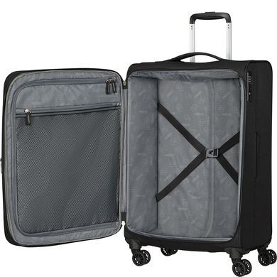 Легка валіза American Tourister AeroSpin текстильна на 4-х колесах MH6*002;09 Black (середня)
