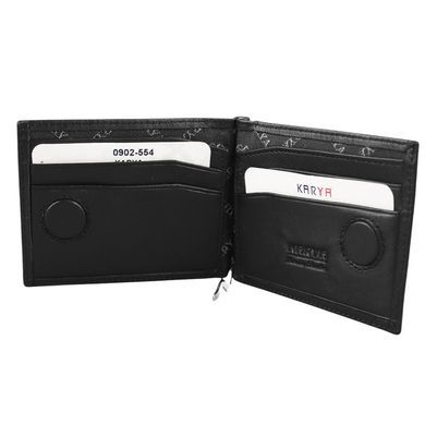 Кожаное портмоне Kary на магните с зажимом для денег KR0902-554 черный