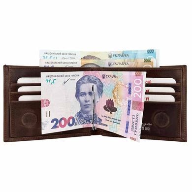 Кожаное портмоне Karya на магните 0945-31 коричневого цвета