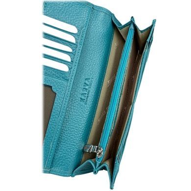 Кожаный женский кошелек Karya на магнитах KR1101-925 бирюзового цвета