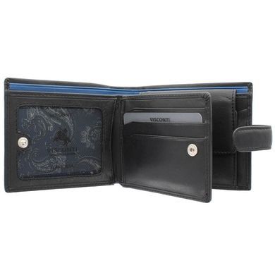 Портмоне з натуральної шкіри Visconti Parma Leonardo PM102 Black/Cobalt