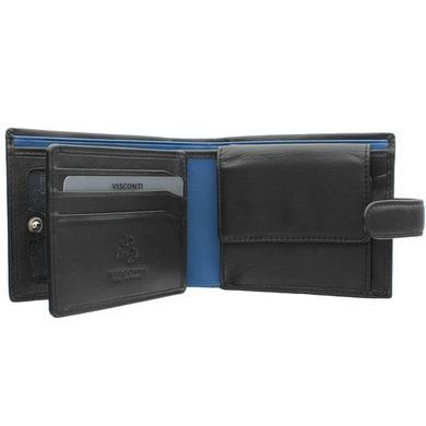 Портмоне з натуральної шкіри Visconti Parma Leonardo PM102 Black/Cobalt