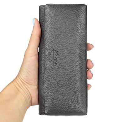 Шкіряний гаманець Karya на магнітах KR1159-081-1 сірого кольору