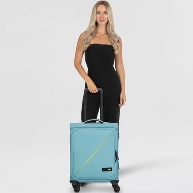 Валіза American Tourister Take2Cabin текстильна на 4-х колесах 91G*008 Breeze Blue (мала)