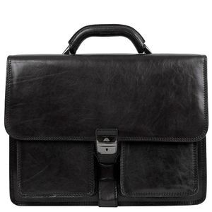 Мужской деловой портфель из натуральной кожи Tony Perotti Italico 8013 черный