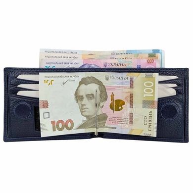 Кожаное портмоне Karya на магните 0945-44 синего цвета
