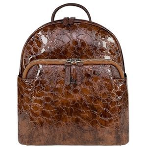 Жіночий рюкзак Karya на один відділ з лакованої шкіри KR6008-655 рудого кольору