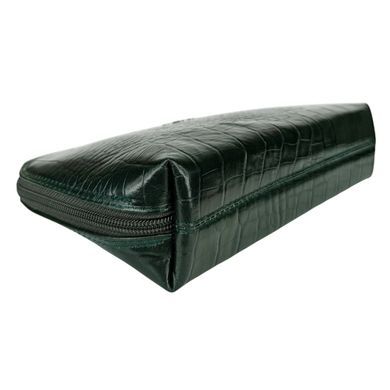 Большая косметичка Karya из тисненой кожи KR2029-017-2 темно-зеленого цвета