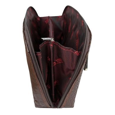 Большая косметичка Karya из тисненой кожи KR2029-633-2 коричневого цвета