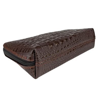Большая косметичка Karya из тисненой кожи KR2029-633-2 коричневого цвета