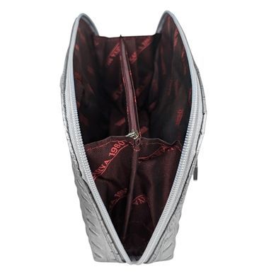 Велика косметичка Karya з тисненої шкіри KR2029-636-2 кольору сірий металік