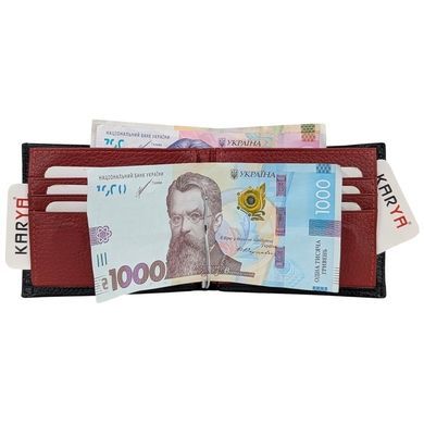 Шкіряне портмоне Karya на магніті 0946-45/46 чорно-червоного кольору