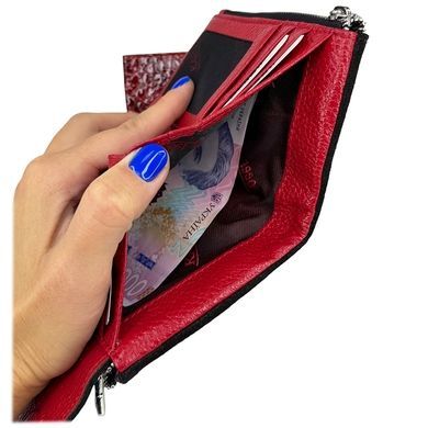 Женский кошелек Karya из кожи с замшей KR1205-4 KR1205-6/46 черный внутри красный