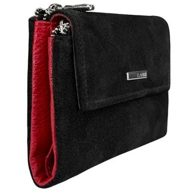 Женский кошелек Karya из кожи с замшей KR1205-4 KR1205-6/46 черный внутри красный