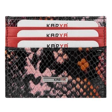 Кредитница Karya из натуральной кожи KR0041-532 красно-черно-розового цвета