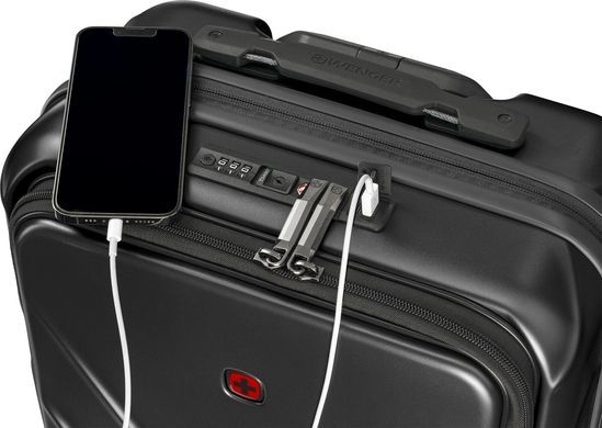 Чемодан Wenger Amplix фронтальное открытие из поликарбоната на 4-х колесах 653323 черный (малый)