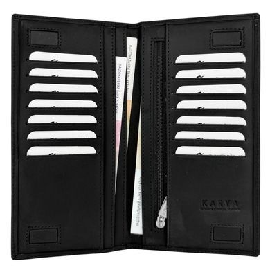 Вертикальный купюрник Karya из кожи Crazy Horse KR0472-30 черного цвета