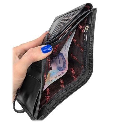 Шкіряне портмоне Karya з відділенням для паспорту KR0498-088 чорного кольору