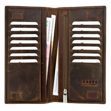 Вертикальный купюрник Karya из кожи Crazy Horse KR0472-32 коричнево-рыжего цвета